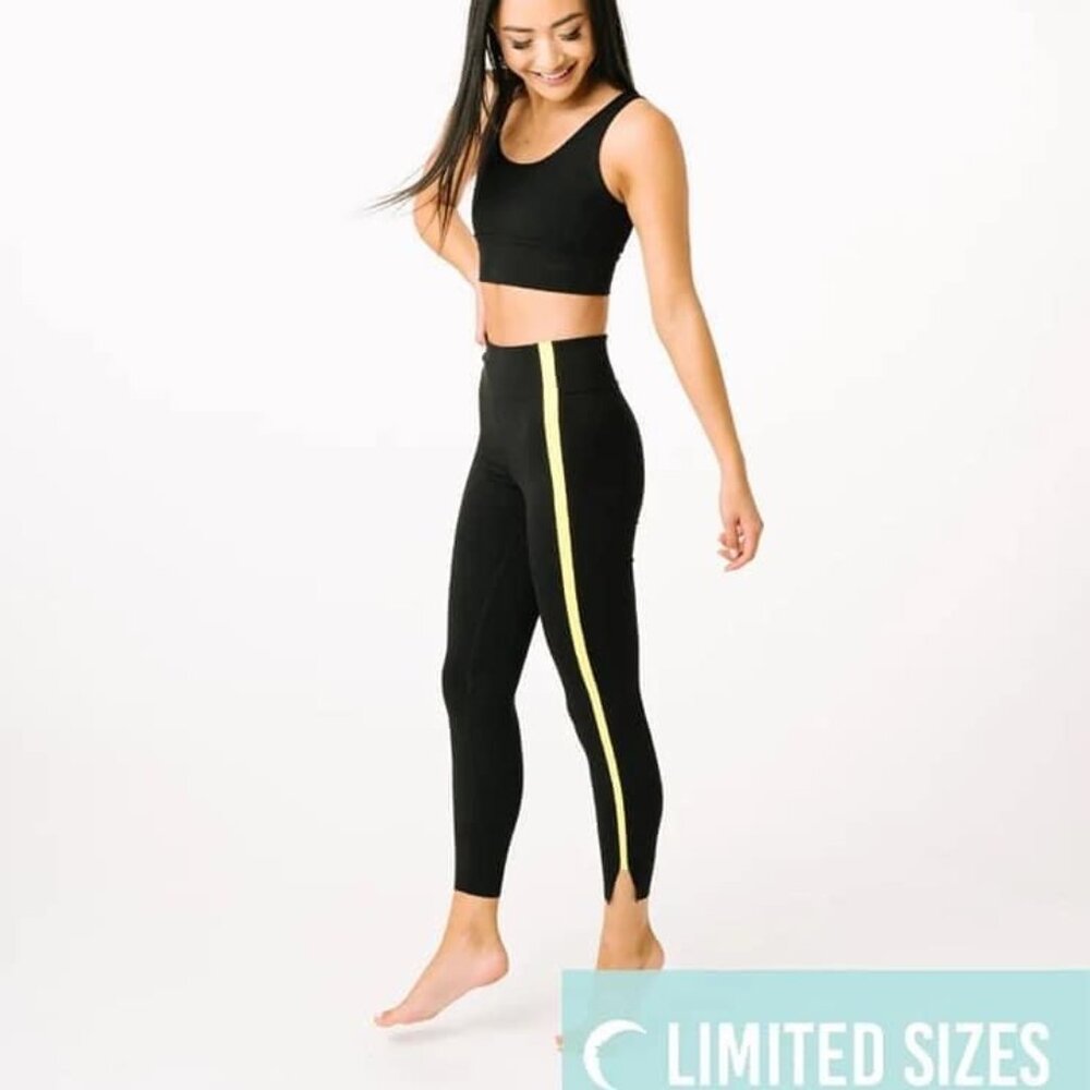 Zyia Active Black Neon Tape Luxe Hi-Rise 7/8 24"